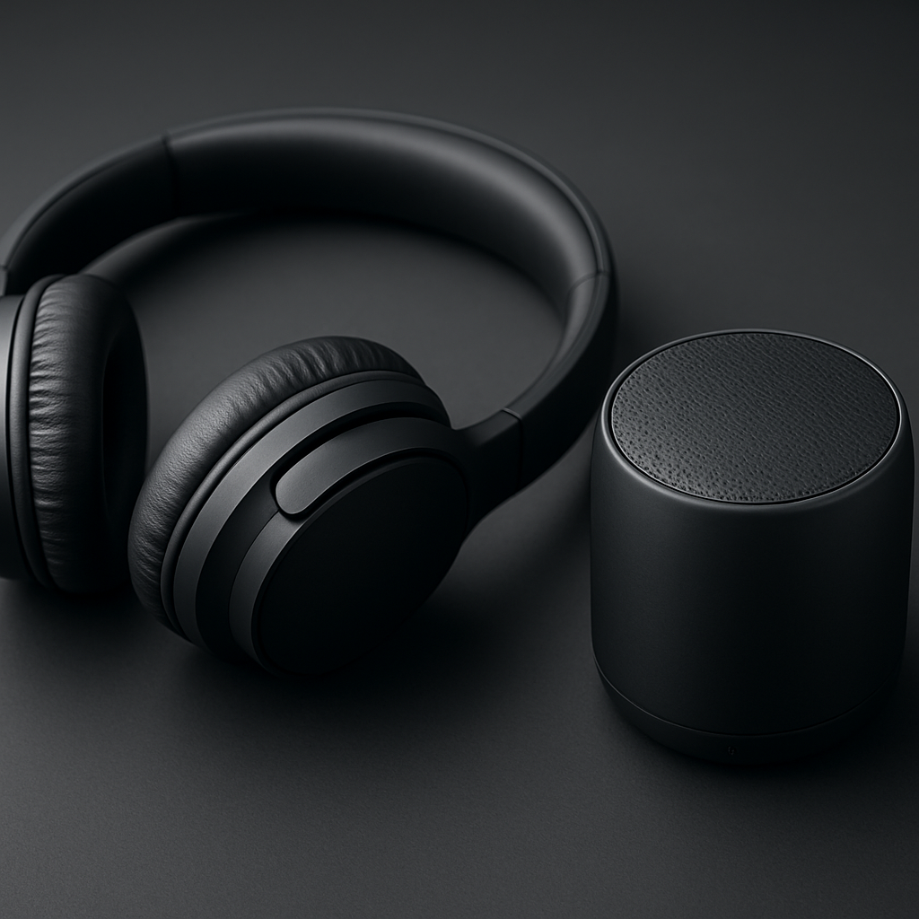 Wireless headphones and bluetooth speaker